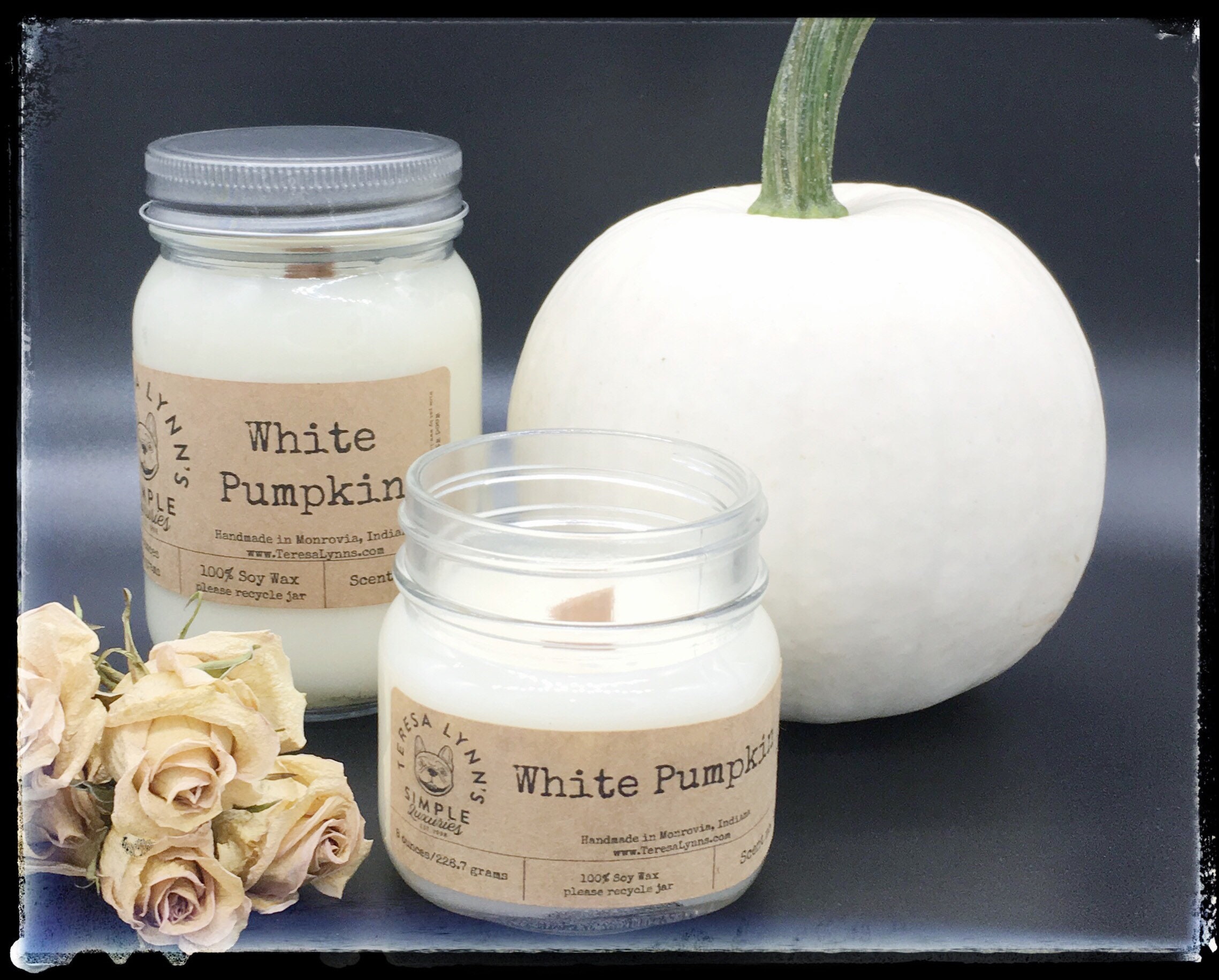 White Pumpkin Soy candle Wood Wick candle Handmade sweet