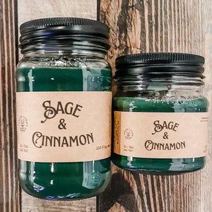 Sage and Cinnamon, wooden wick, soy wax candle, home fragrance, winter scent, cottage chic, witchy scent, mason jar candle, farmhouse candle image 3