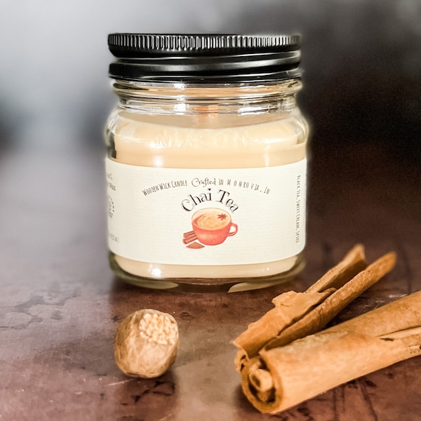 Chai Tea Soy wax wooden wick candle