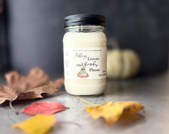 Falling Leaves & Pumpkins Please Spice Soy Candle - Wooden Wick, Farmhouse Decor