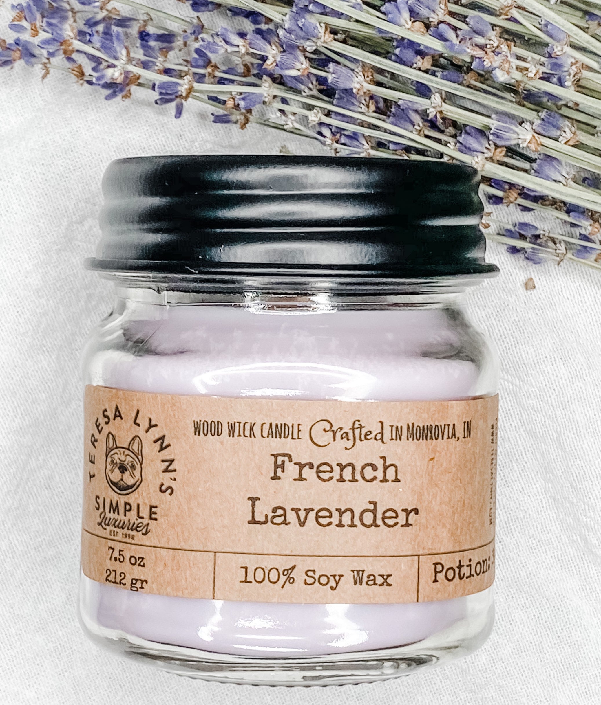 French lavender, candle, wood wick, woodwick, soy candle, artisan
