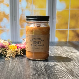 Cinnamon Honey Cornbread, Wooden Wick Soy Wax Candle, Gourmand, Fall Scent, Autumn Decor, Farmhouse, Fall Vibes, Phthalate free, Mason Jar