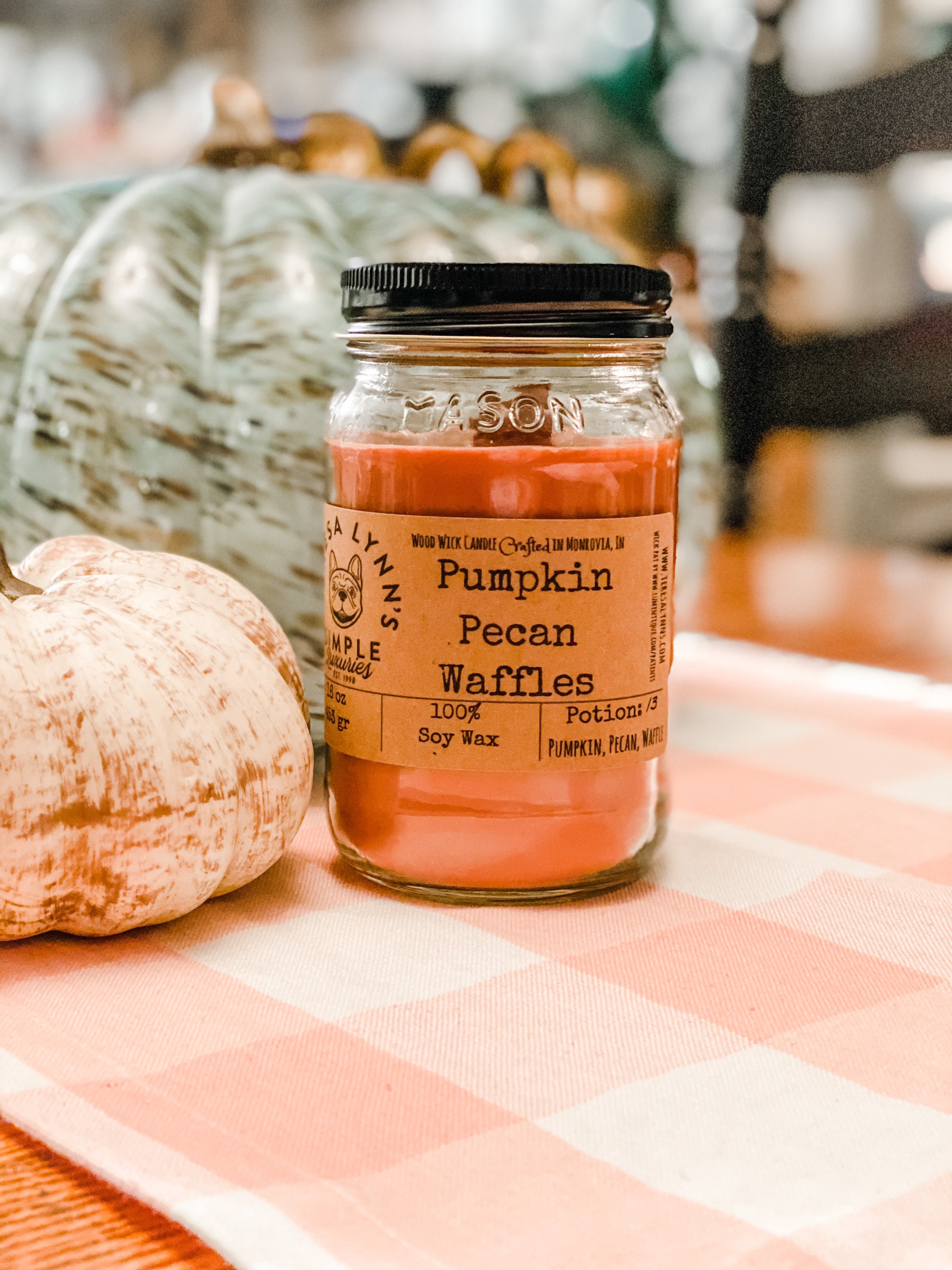 Pumpkin Pecan Waffles, Wood Wick candle, farmhouse, Fall candle