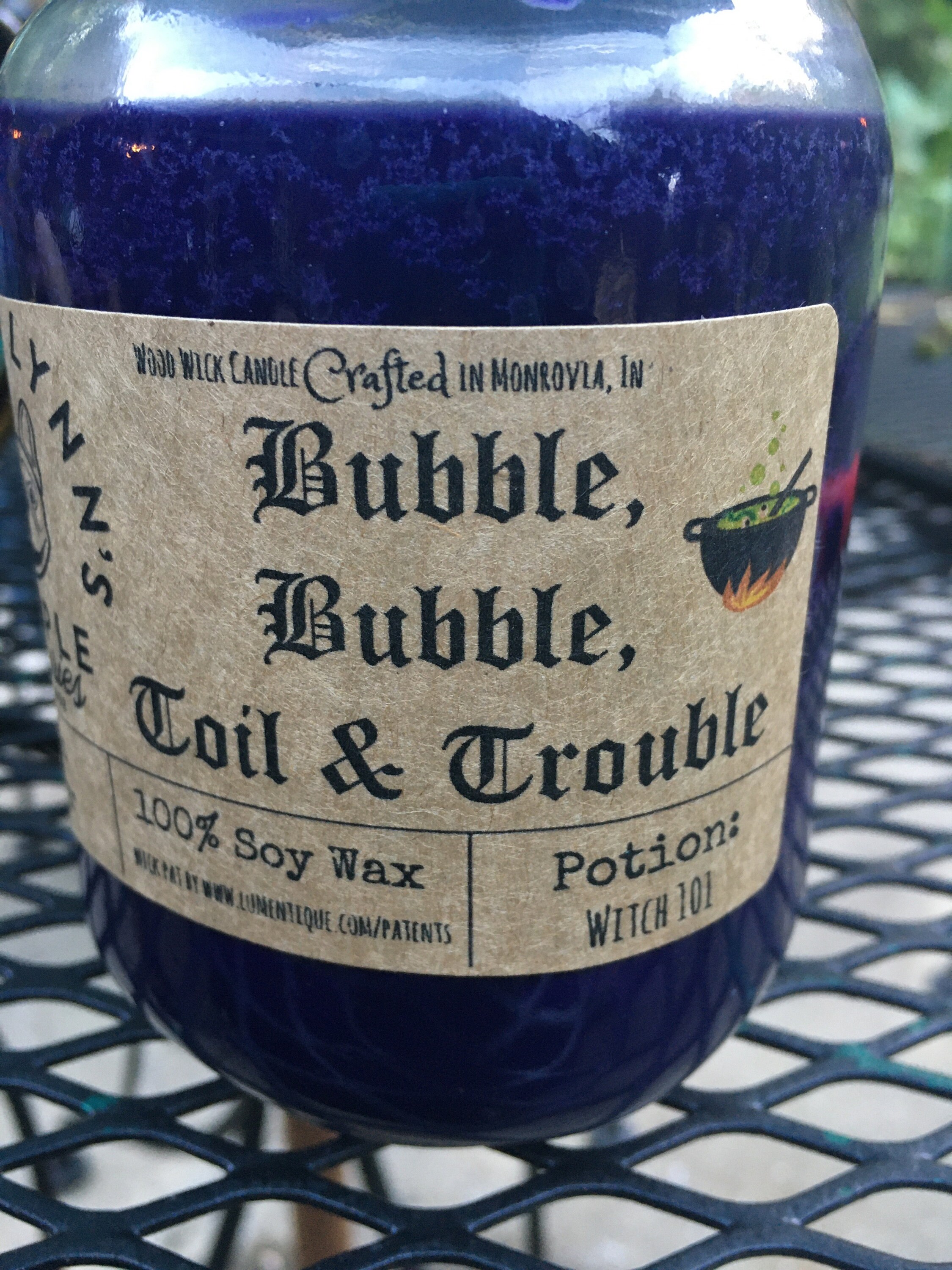 Bubble Bubble Toil and Trouble, Soy candle, wooden wick, handmade, phthalate free, essential oil
