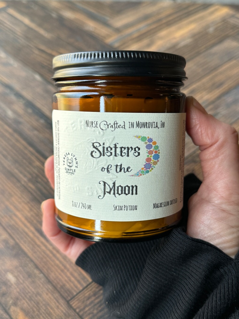 Sisters of the Moon, lotion, skin lotion, hemp, Patchouli, exotic resin, clove, Shea butter, skin care, dry skin, magnesium oil, skin Cream 8 oz