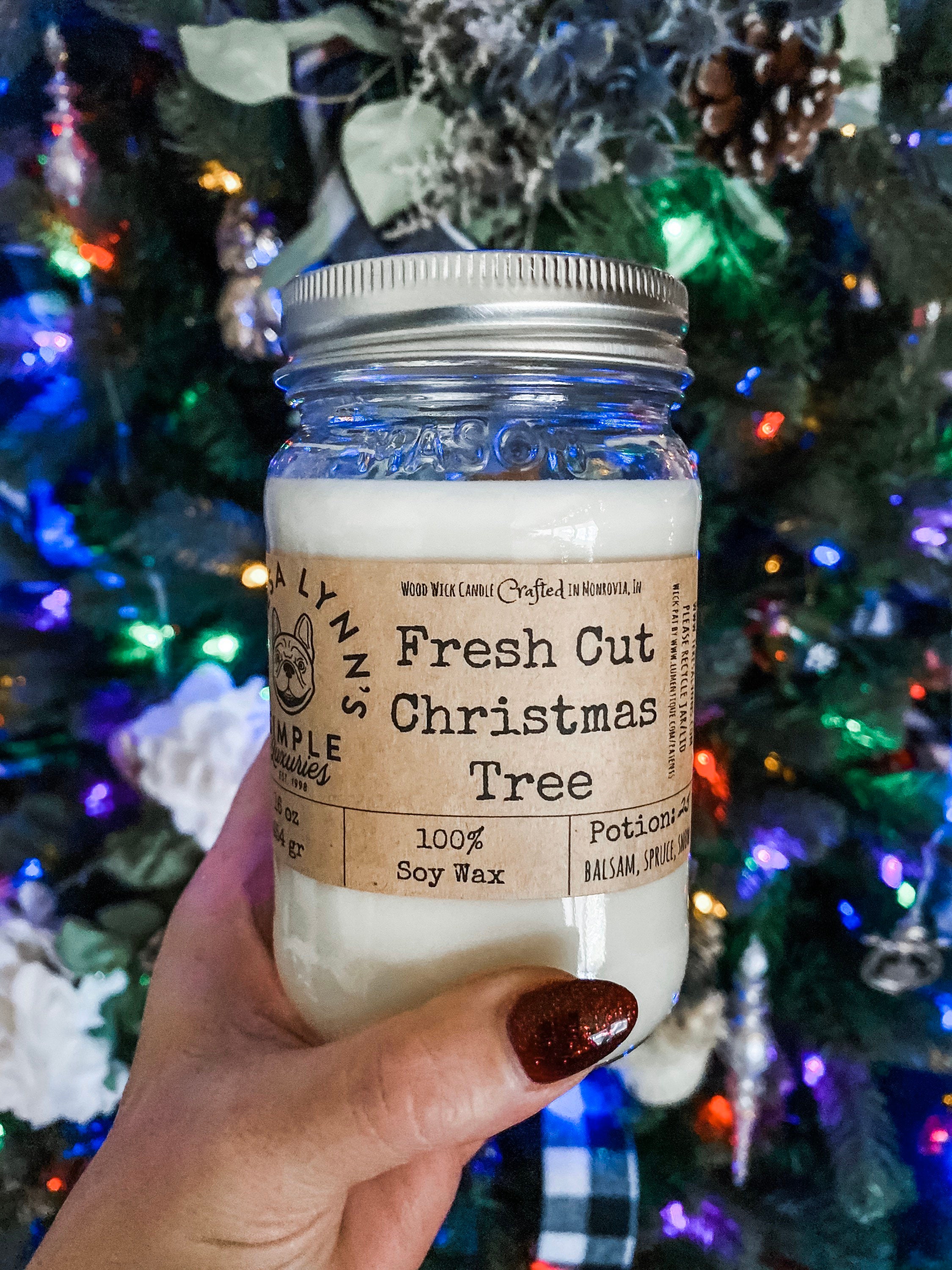 White, Fresh Cut Christmas Tree, pine candle, wood wick candle