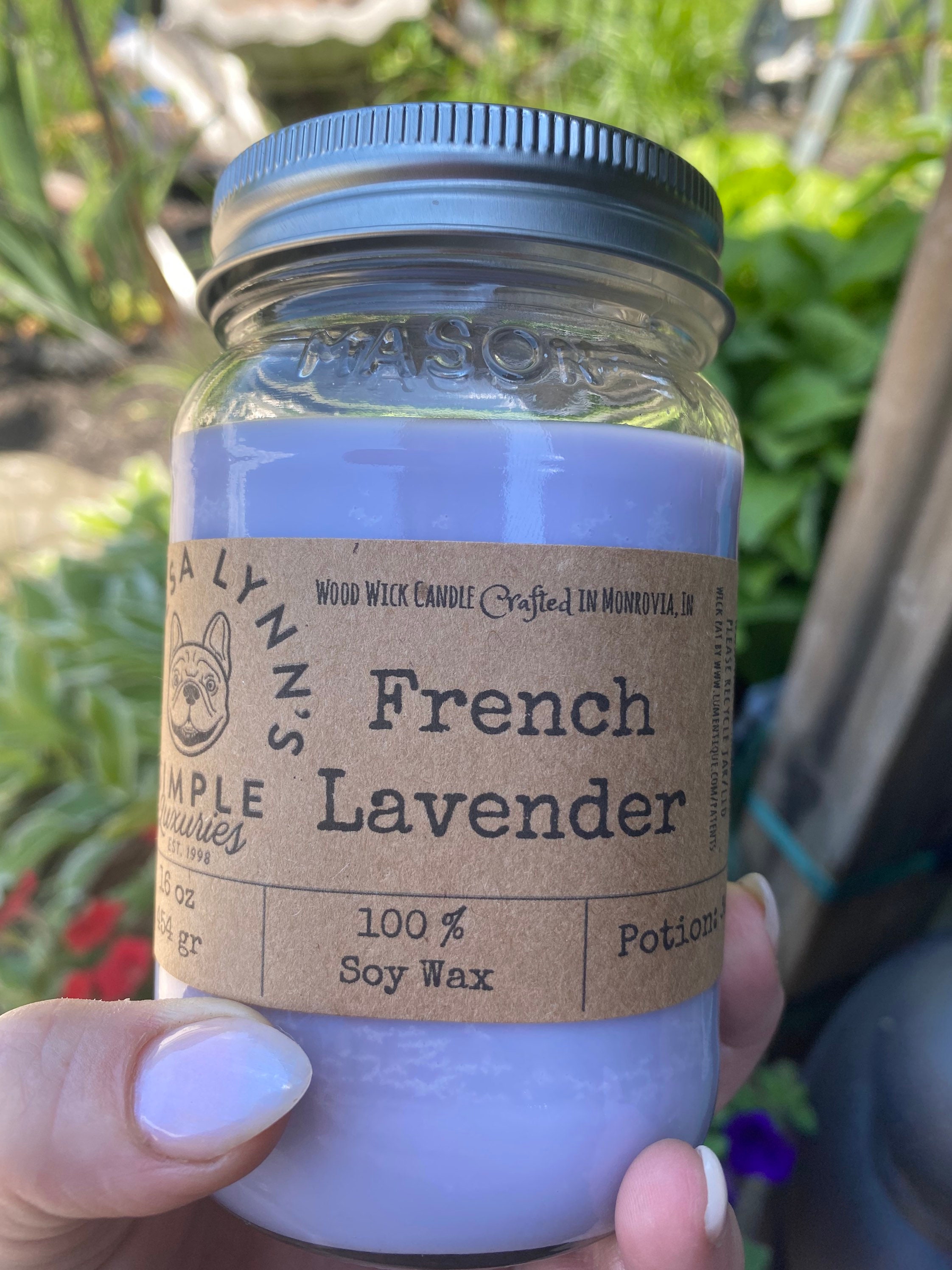 French lavender, candle, wood wick, woodwick, soy candle, artisan