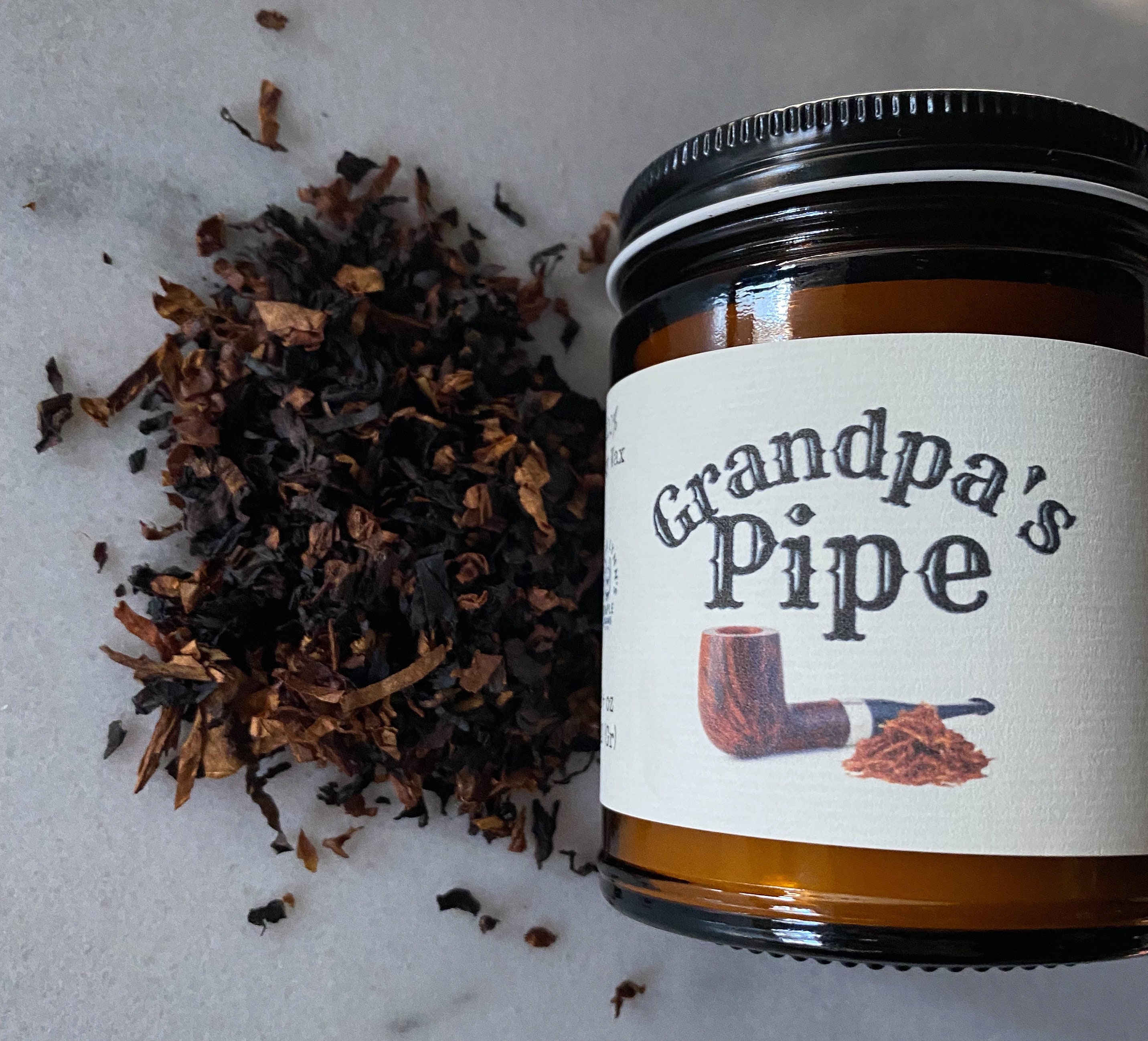 Grandpas Pipe, Black Cherry Tobacco, scented wooden wick candle, Pipe