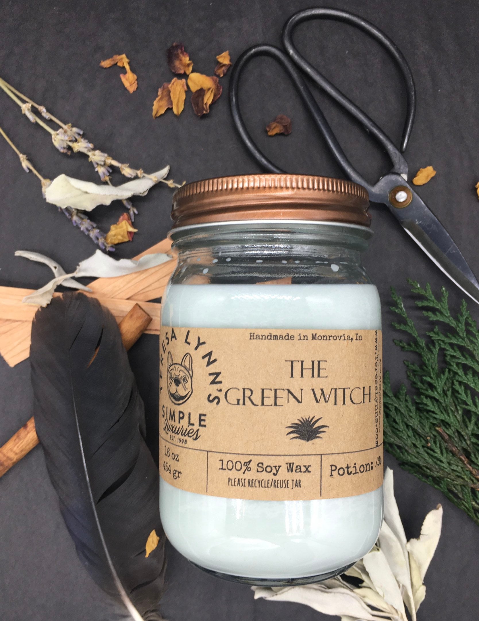 The Green Witch, Lavender, Sage, Rosemary, Mint, cleansing candle