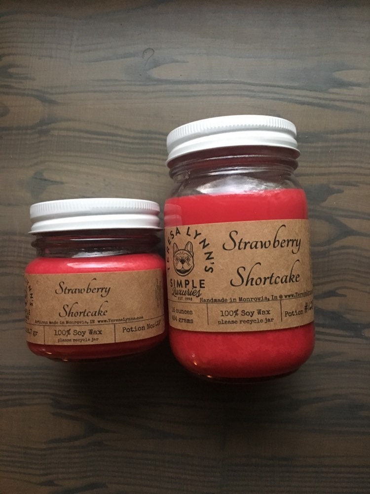Strawberry Shortcake, soy candle, , Phthalate free, zinc free, natural
