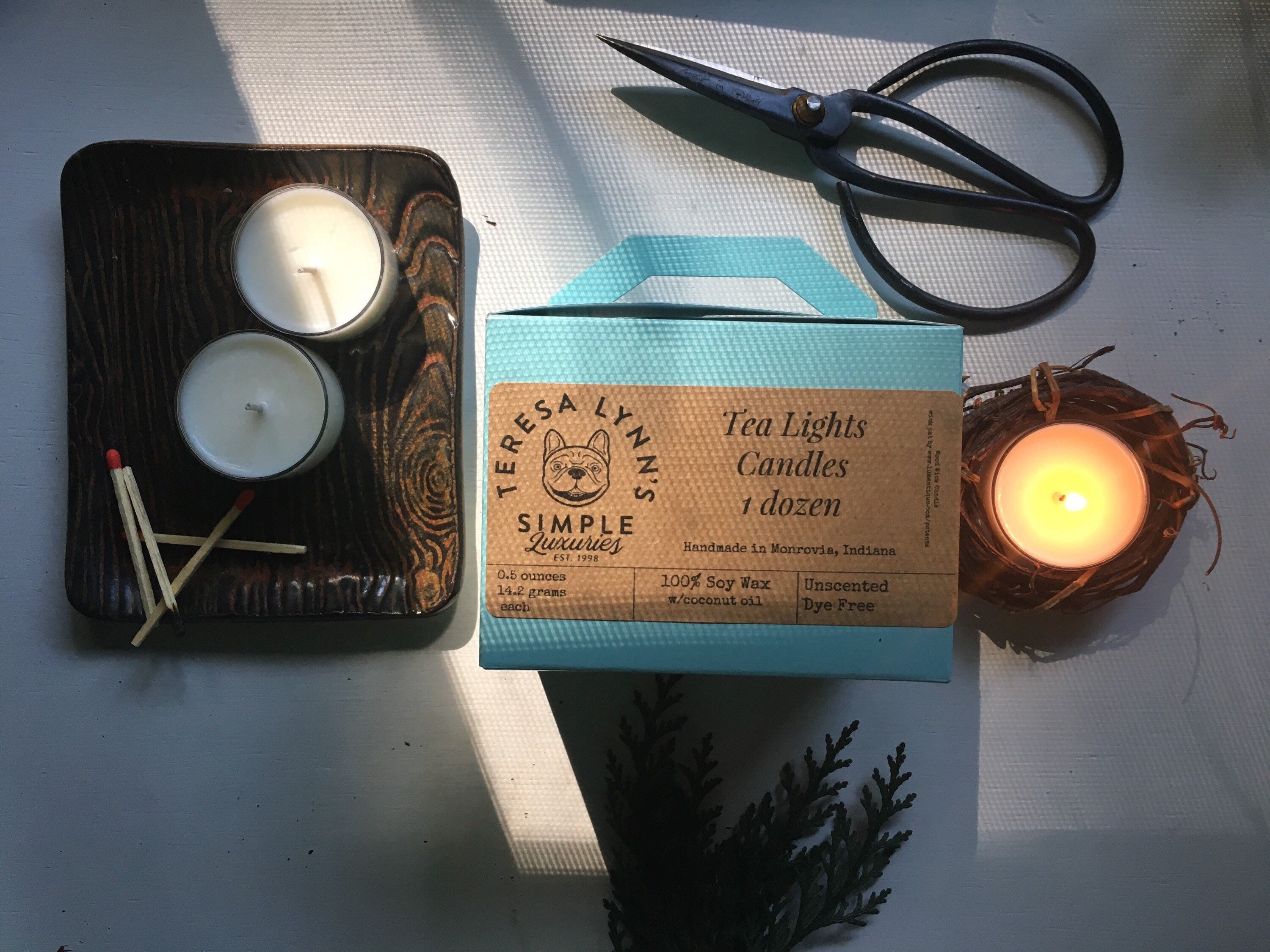 Soy wax tea lights cotton wick long burning dye free no