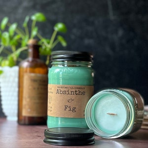 Absinthe and Fig, Wooden Wick Soy Wax Candle