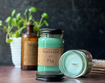 Absinthe and Fig, Wooden Wick Soy Wax Candle