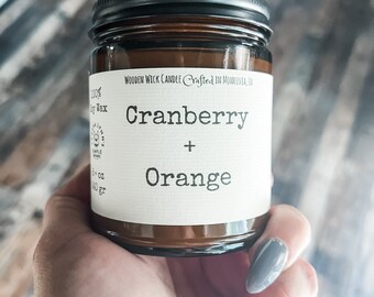 Cranberry & Orange, wooden wick, soy wax candles, fall, cranberry bread, bakery, spice loaf, orange zest, farmhouse, cottage core, autumn