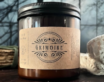 Grimoire - Vintage Witches Library Scented Wooden Wick Soy Wax Candle