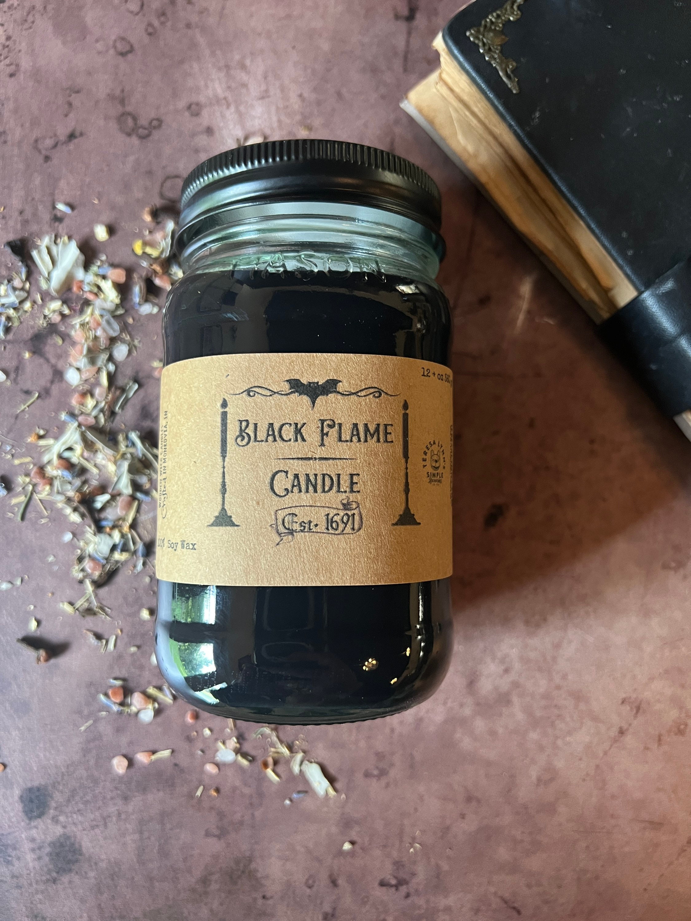 Black Flame Candle Wooden Wick 100 Soy Candle Fall Etsy