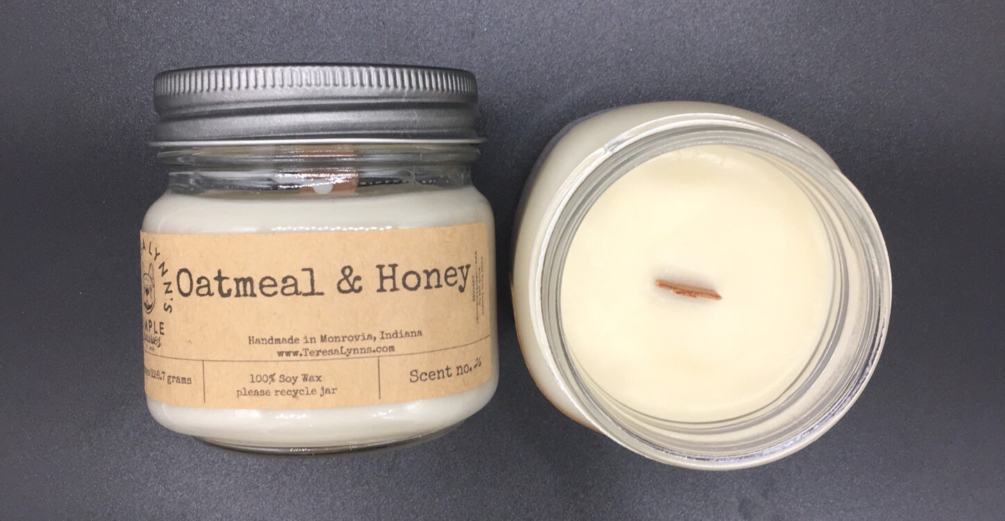 Oatmeal and Honey scented candle self care aromatherapy 100