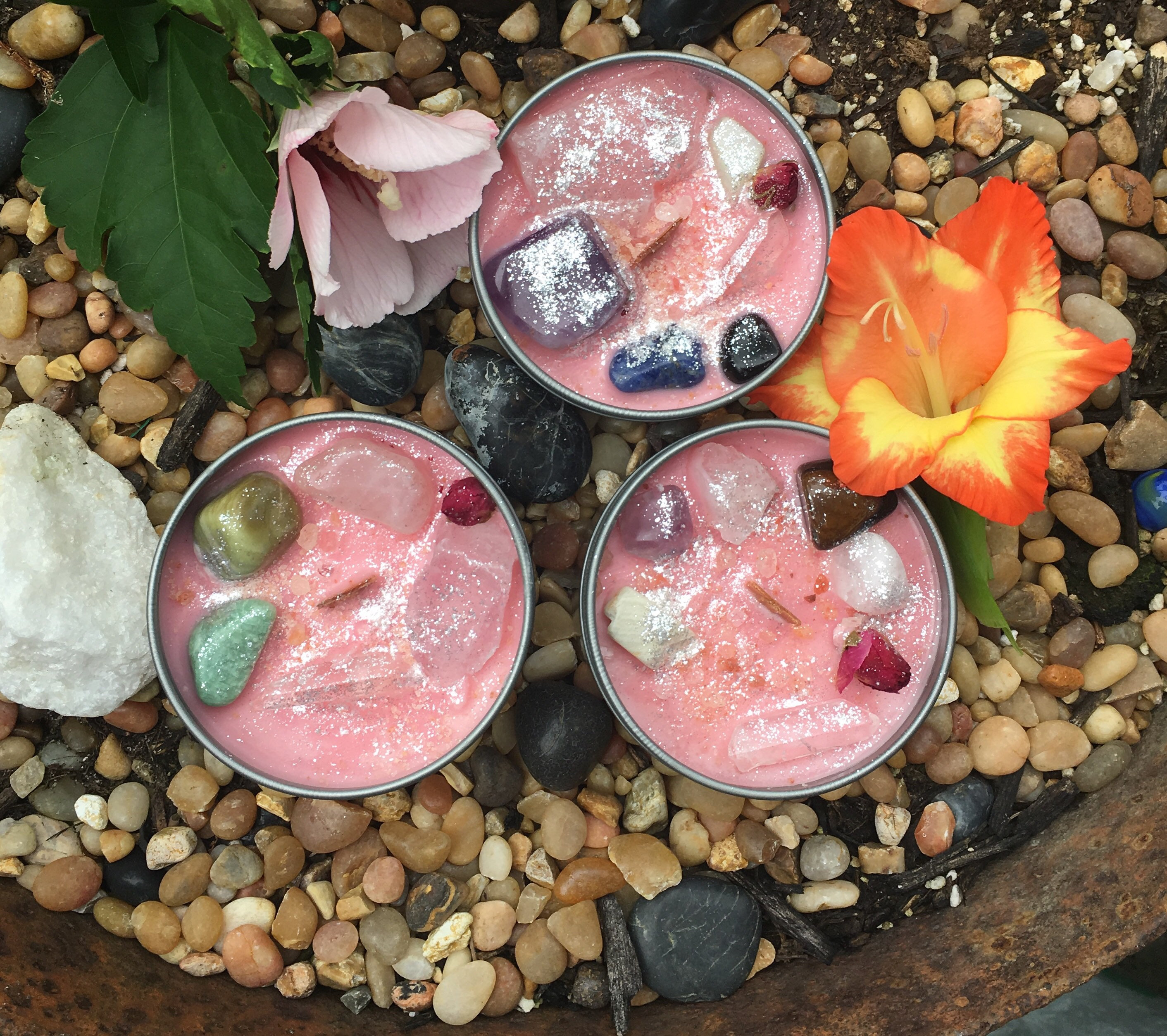 Crystal Stone candle blessing candle Stone Crystal rose