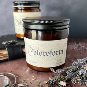 Chloroform, wooden wick soy candle, self care candle, witch, relaxation, meditation candle, essential oil, best seller