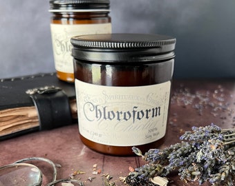 Chloroform, wooden wick soy candle, self care candle, witch, relaxation, meditation candle, essential oil, best seller