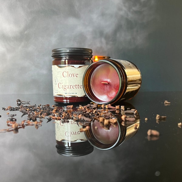 Clove Cigarette scented wooden wick soy candle