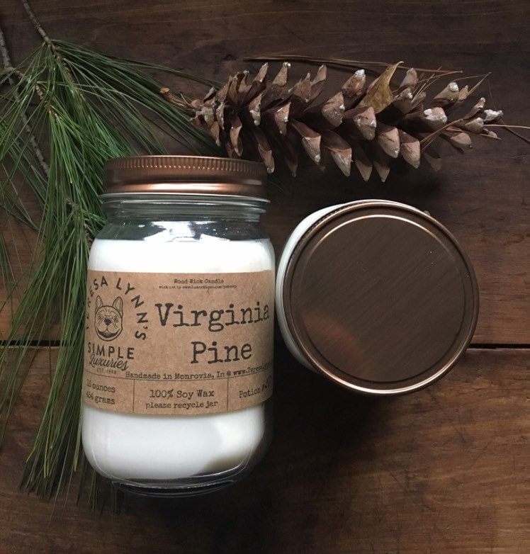 Virginia Pine scented candle wooden wick handmade candle french