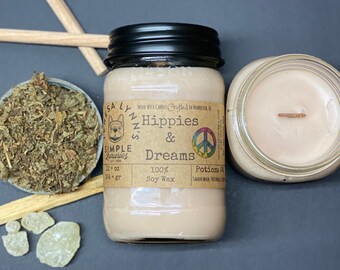 Hippies and Dreams, Sandalwood, Patchouli, Vetiver, wooden wick,  hippie candle, soycandle, phthalate free, luxury candle