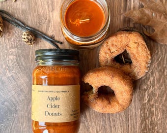 Apple Cider Donut, Handmade Scented Wooden Wick Soy Wax Candle