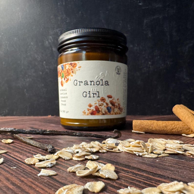Granola Girl Candle- Oatmeal, Honey, Pecan Wooden Wick CoCoSoy Candle image 5