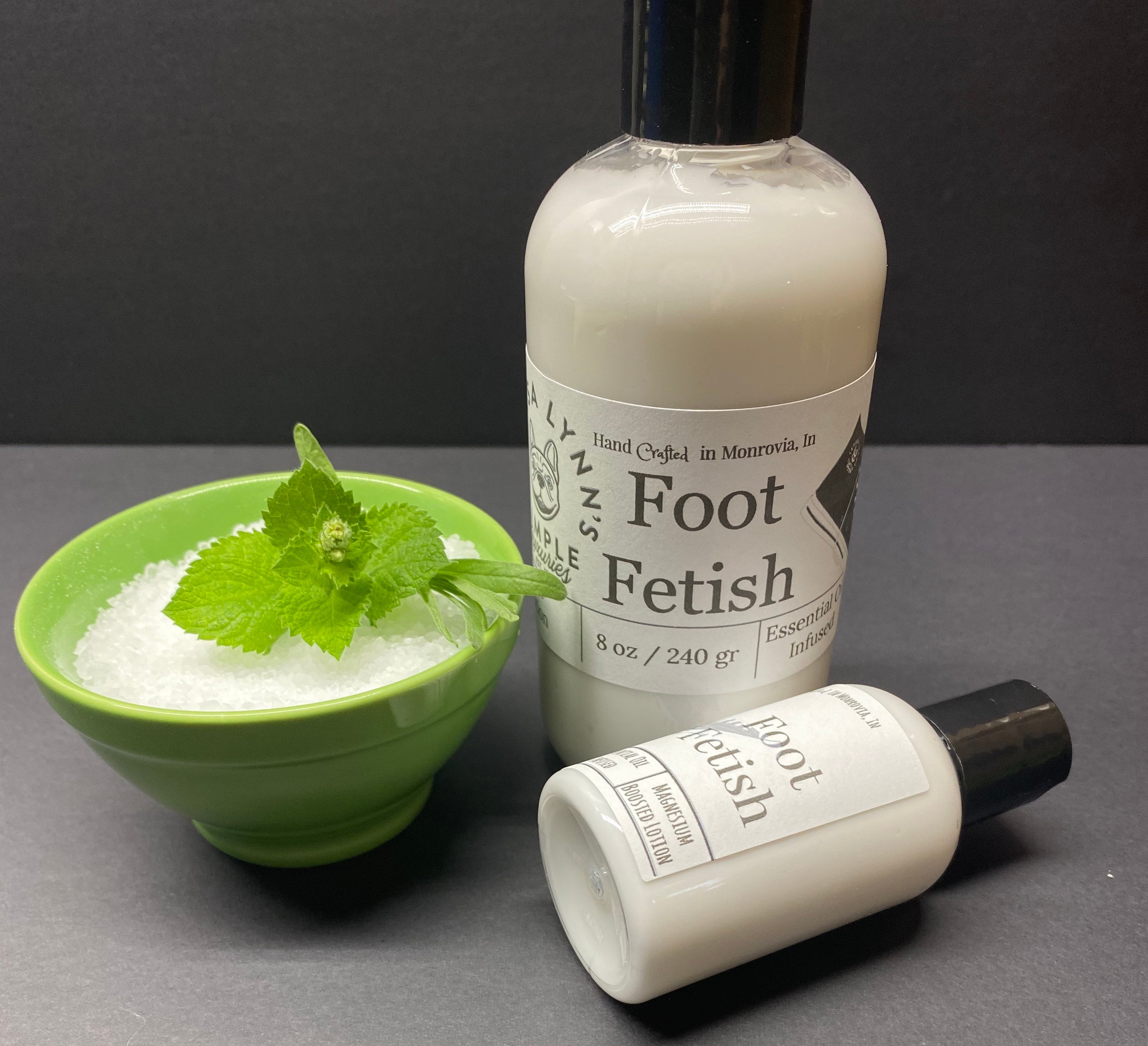 Foot Fetish, cooling foot lotion, peppermint, tea tree, lavender, epsom