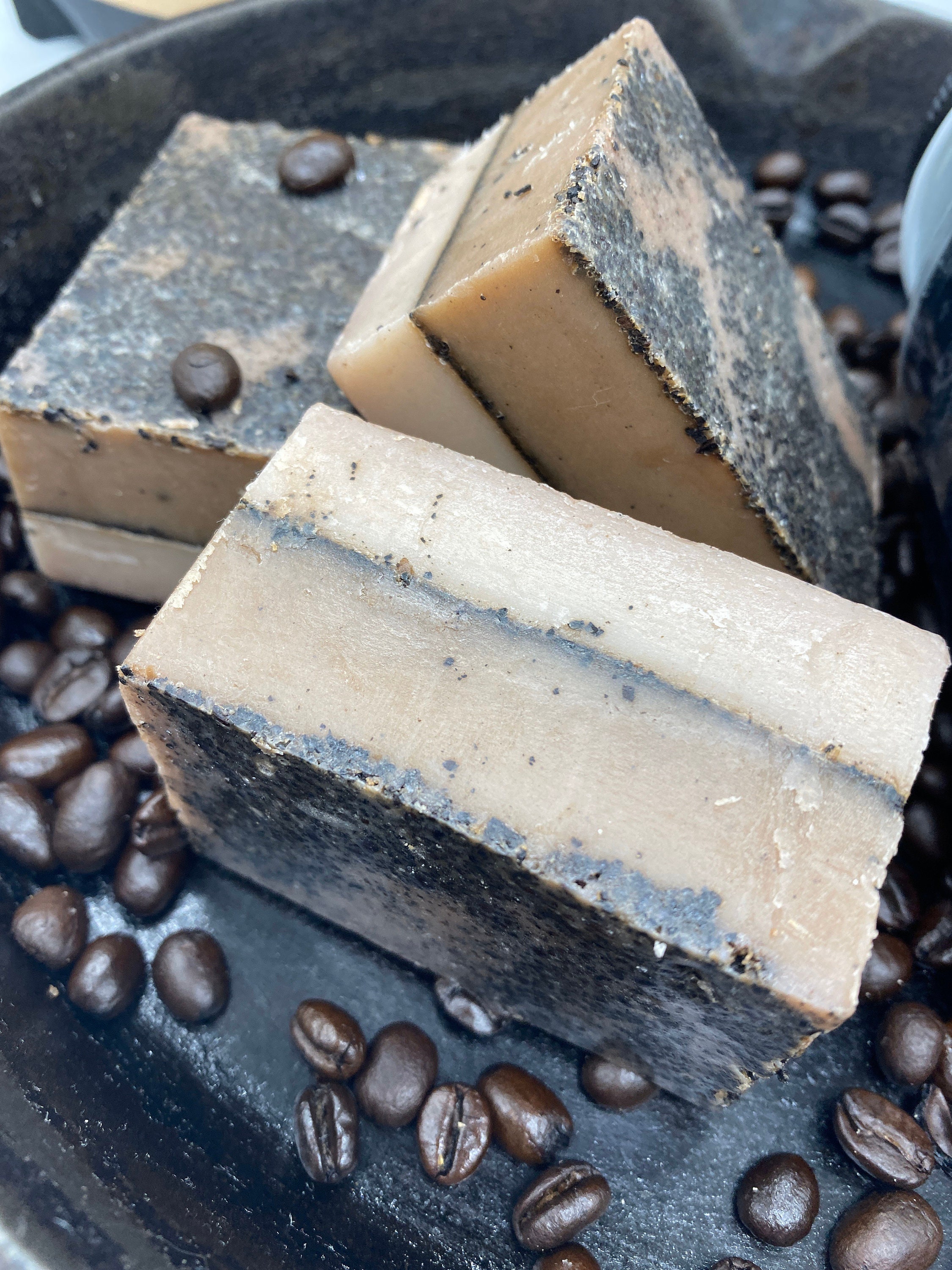 Coffee soap, exfoliating, Iron Bean Coffee, goat milk soap, cocoa