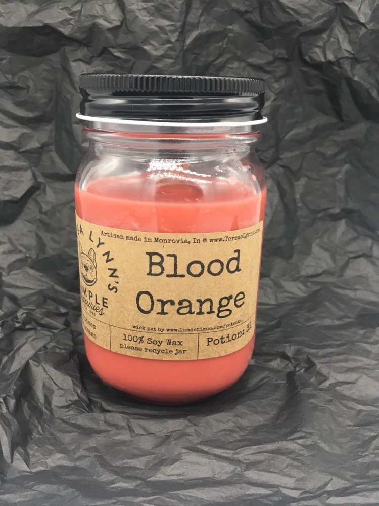 Blood orange essential oil candle strong scented candle wooden wick