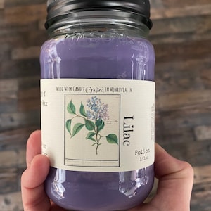 Lilac scented wooden wick soy wax candle