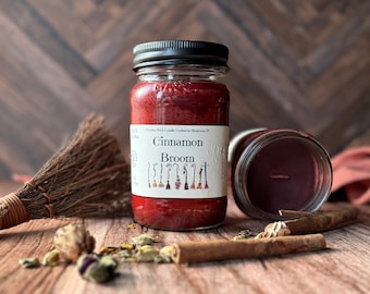 Cinnamon Broom - Wooden Wick Soy Wax Candle