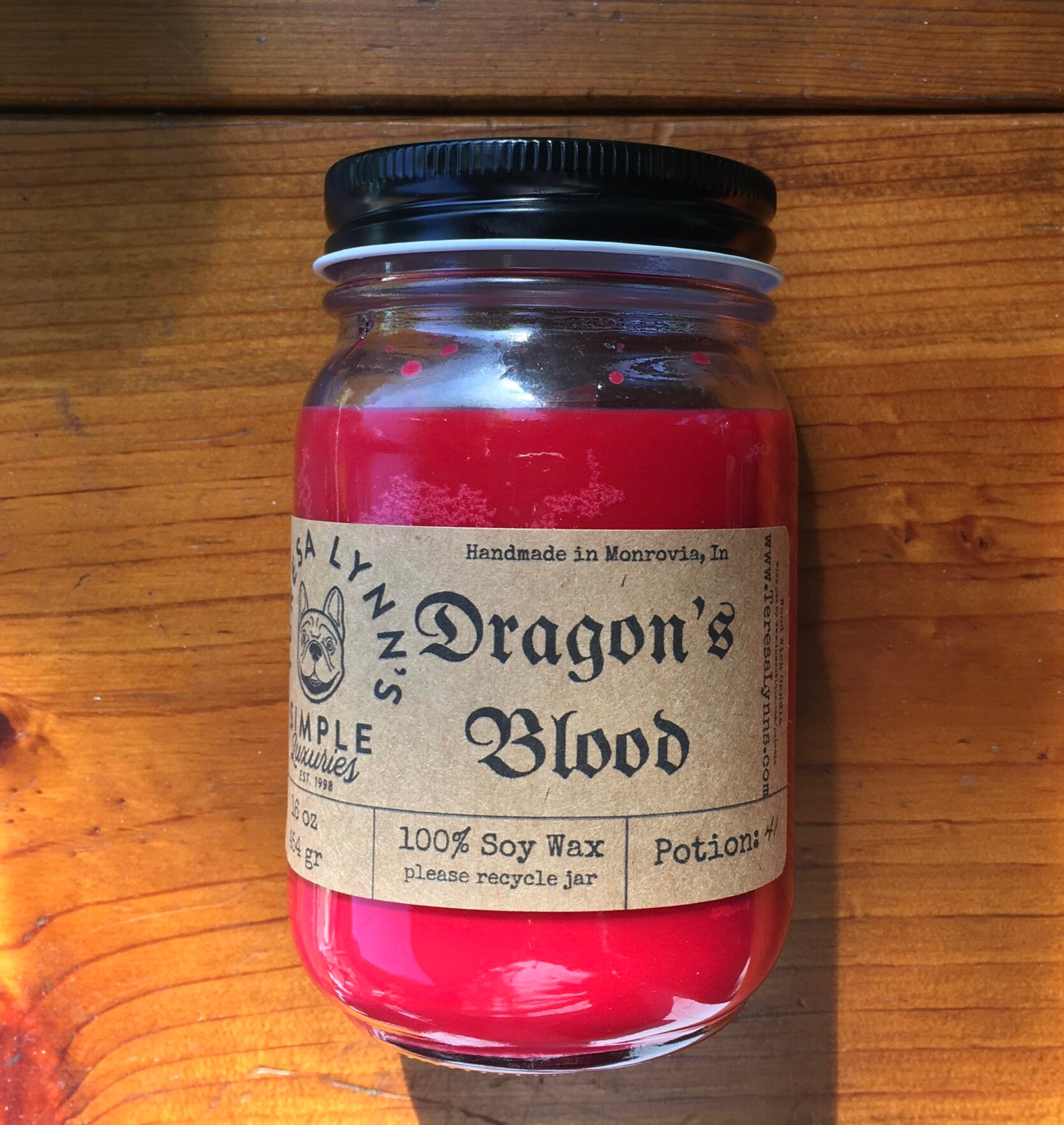 Dragon's Blood candle handmade candle soy candle mason jar