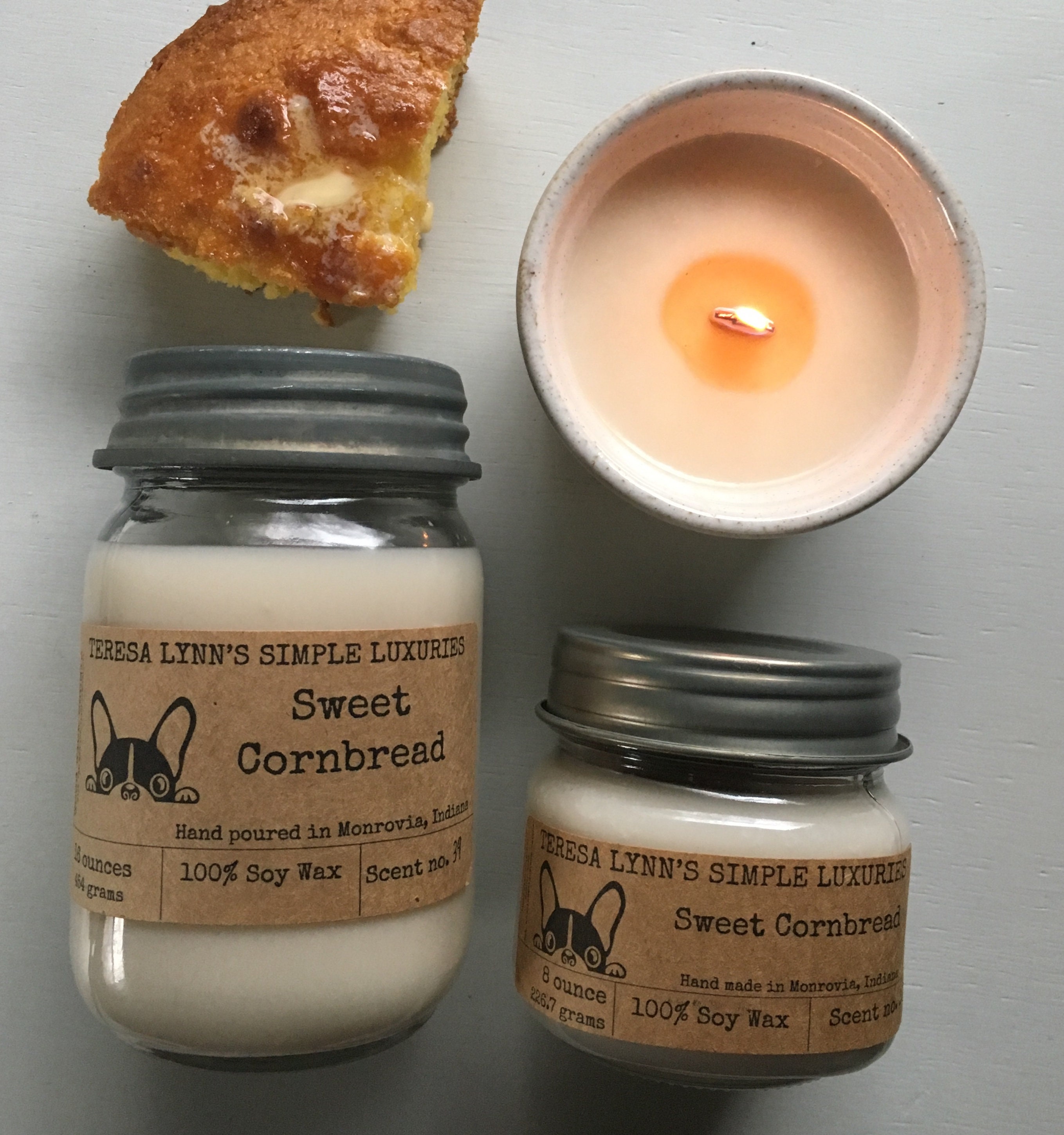 Sweet Cornbread candle Soy candle wooden wick Phthalate free