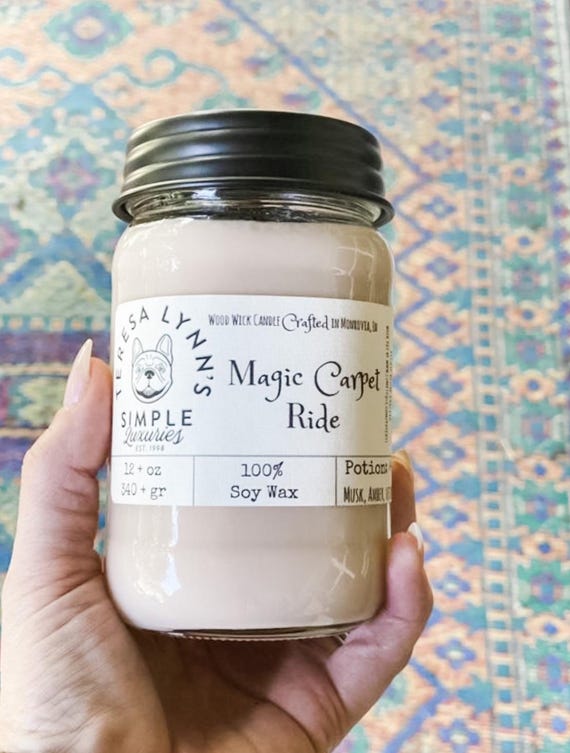 Magic Carpet Ride, Musk, Sandalwood, Oud - wooden wick, sexy candle, soy wax