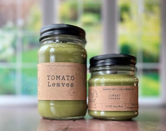 Tomato Leaves  - Wooden Wick, Soy Wax Candle - The Scent of garden tomato plants