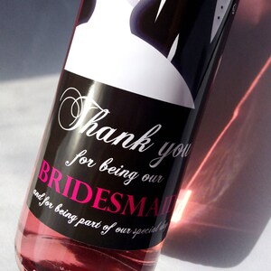 Thank You For Being Our Bridesmaid Wedding Wine, Champagne Bottle Label Gift Present