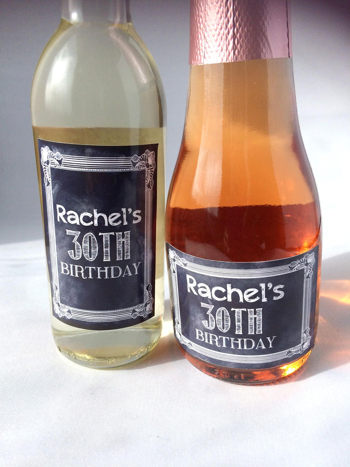 10x PERSONALISED 30th BIRTHDAY MINI WINE & CHAMPAGNE BOTTLE LABELS