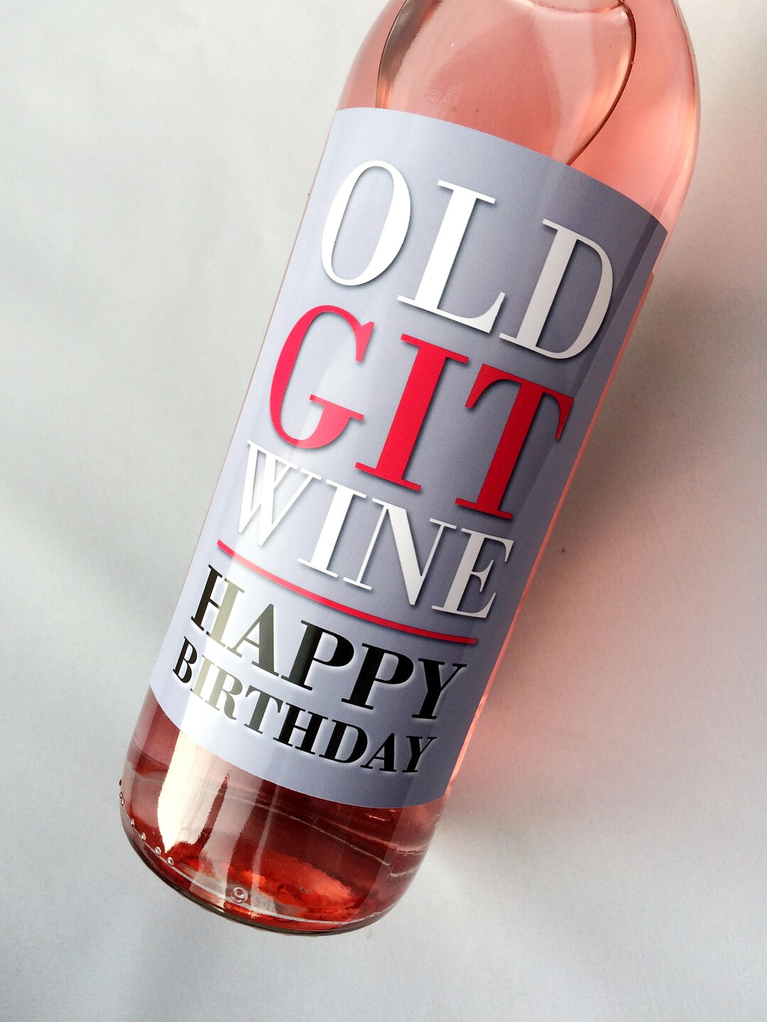 Old Git Happy Birthday Wine Bottle Label Etsy
