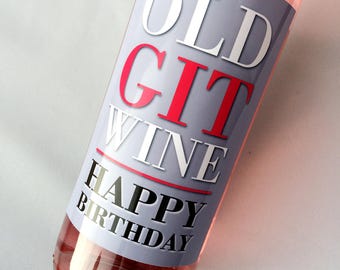 Old Git Happy Birthday Wine Bottle Label