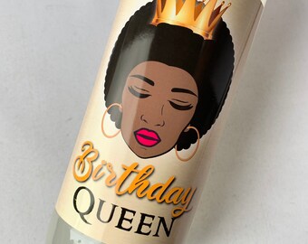 Birthday Queen, Black Queen Birthday Bottle Label