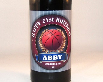 Personalised Basketball Player 18th, 21st, 30th, 40th Birthday, Any Occasion Beer Bottle Label