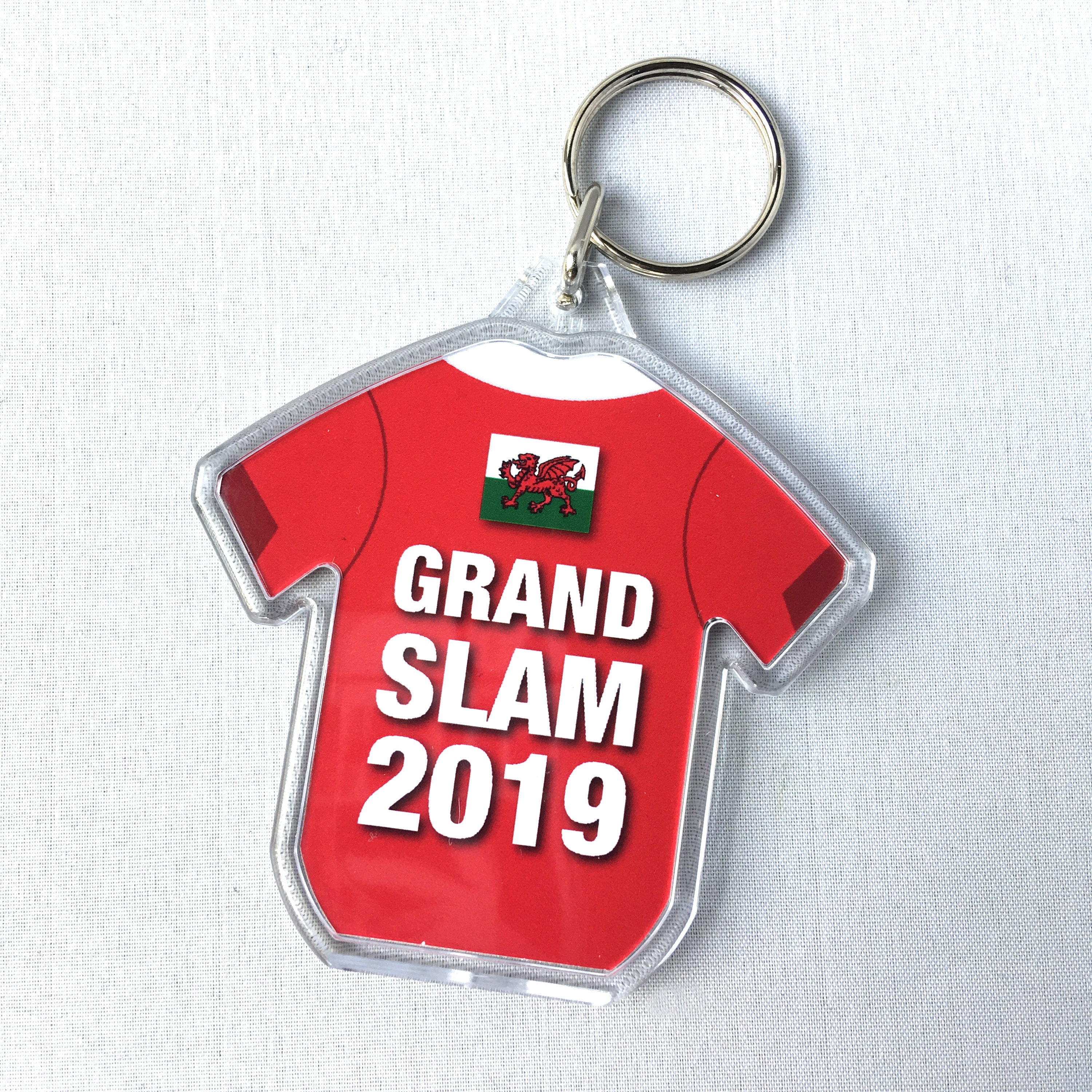 Wales 2019 Grand Slam high polished metal keyring 
