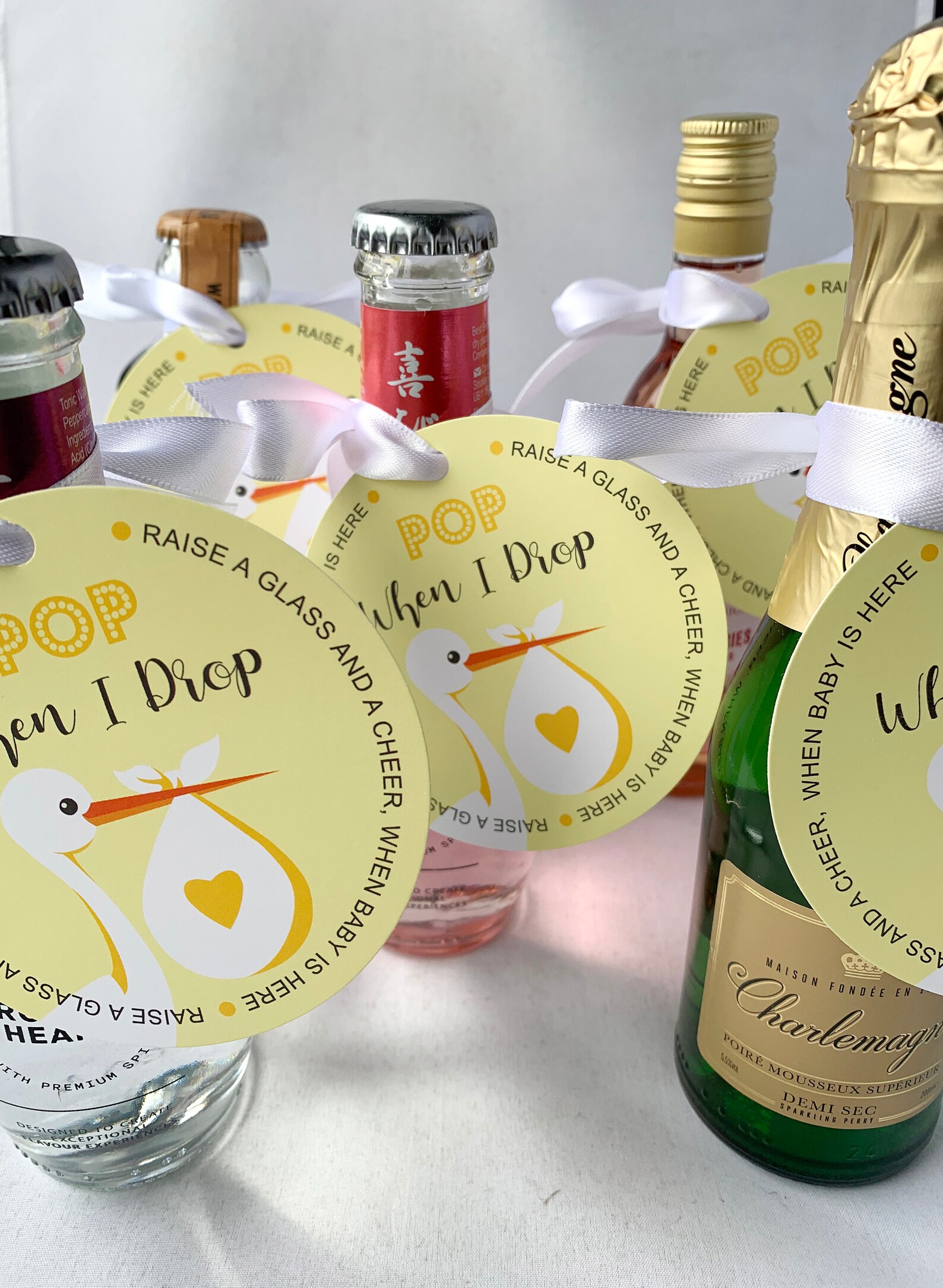 5x Pop When I Drop Baby Shower Mini Wine Prosecco Bottle Gift Etsy