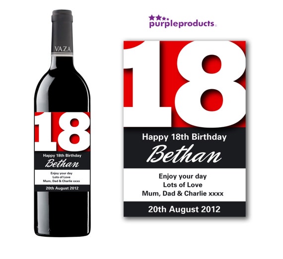 Red feliz 18th cumpleaños regalo de botella de champán brillante Wine /& Etiqueta actual