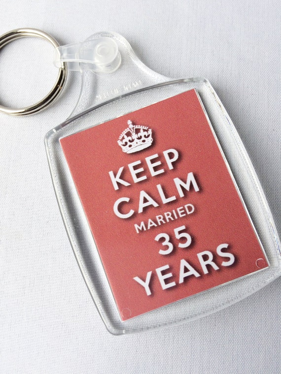 Wonderbaar Houd kalm 35e koraal verjaardag getrouwd 35 jaar Keyring | Etsy MH-89