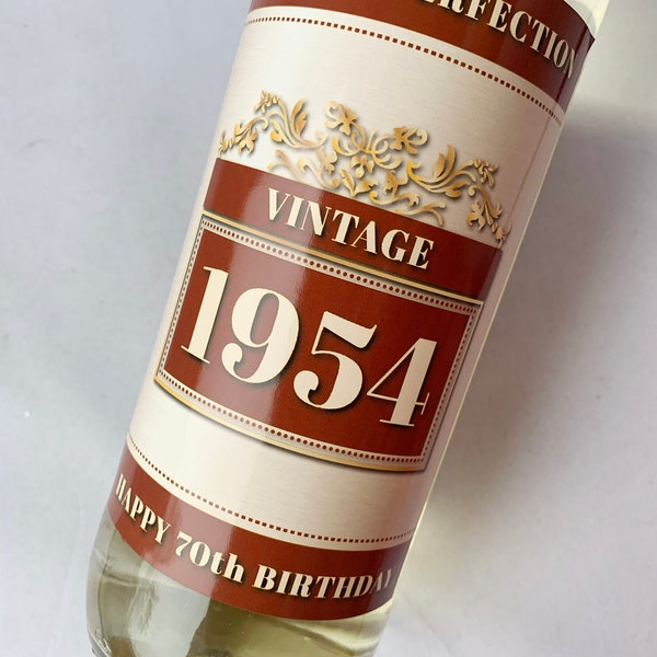 1954 Vintage 70th Birthday 2024 Aged to Perfection Wine Bottle Label
