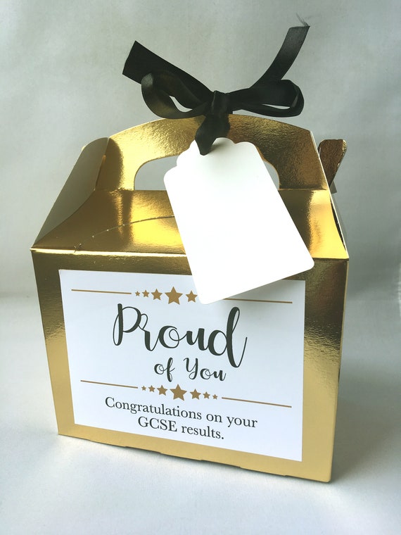 A-Level Results Congratulations Gold Metallic Empty Card Gift Box Tag Paper 